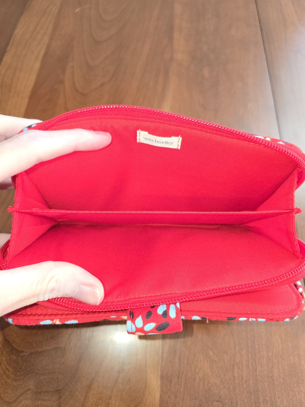 Vera Bradley Red Floral Essential Tab Wallet with Blue Accents, Brand New! - Picture 5 of 7